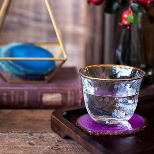 Natural agate slices coaster Polished Agate Gems Crafts Stone Pad Home Decoration Stone Holiday Gift