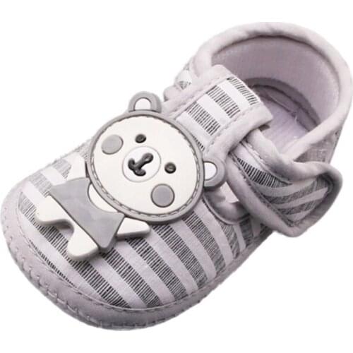 2021 Baby Boy Girl Cartoon Pattern Casual Cotton Shoes Toddler Striped Soft Sole Shoes First Walkers 0-18M
