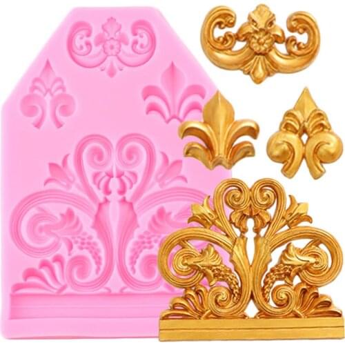 Scroll Relilef Silicone Mold European Baroque Cake Border Fondant Cake Decorating Tools Chocolate Making Molds Candy Clay Mould