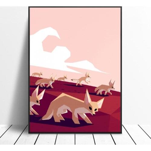 Desert foxes on the prowl Canvas Painting Wall Art Pictures prints home decor Wall poster decoration for living room