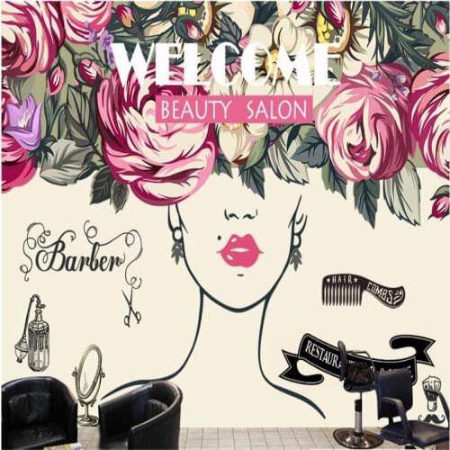 Retro Nostalgic Abstract Beauty Salon Flower Beauty Background Mural Wallpaper 3D Barber Shop Industrial Decor Wall Paper 3D