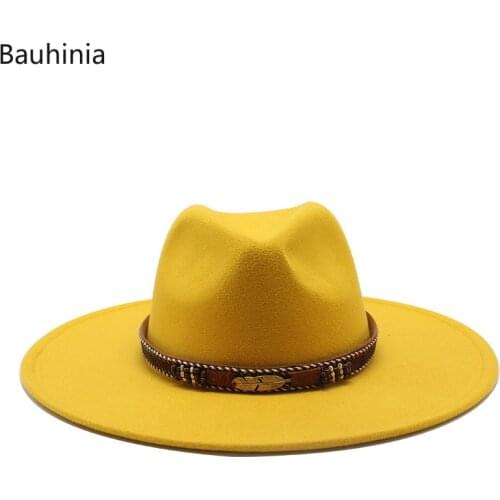 Winter wool Fedoras men Wide Brim Felt Hat Tweed Jazz Cap Female Elegant Pork Pie Hat Panama Classic Trilby Formal Party Cap