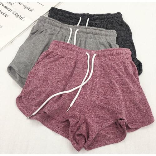 Wide Leg Knitted Casual Shorts For Women Drawstring Waist Summer Shorts Loose Thin Hotpants Gray Beach Biker Shorts Female C7569