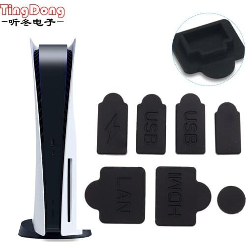For Playstation 5 Silicone Dust Plugs Set USB HDMI-compatible Interface Anti-Dust Cap Dustproof Cover for PS5 Game Console