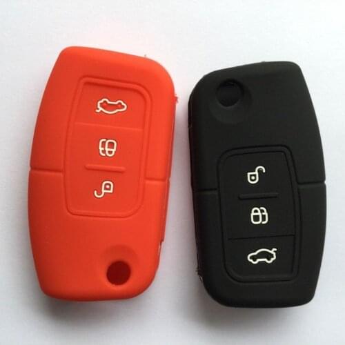 Silicone Shell Key Flip Key Case Cover For Ford Focus Mondeo Fiesta Edge Galaxy Puma 3 Button Jacket Holder