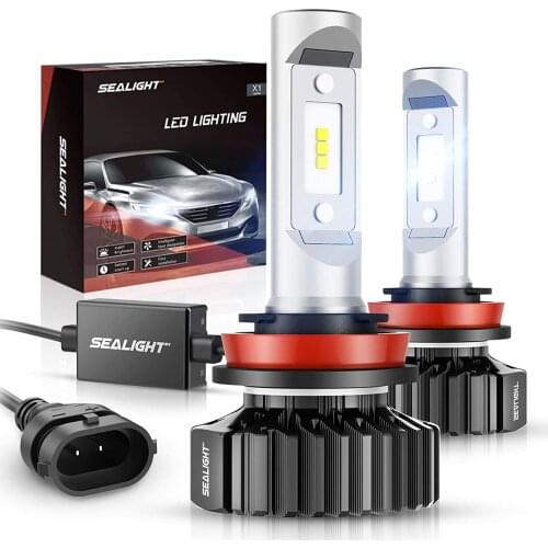 SEALIGHT 2pcs H11/H8/H9/H16JP LED Headlight Bulbs 12 CSP Chips 16000LM 6000K White Non-polarity Plug and Play Car led Headlamps