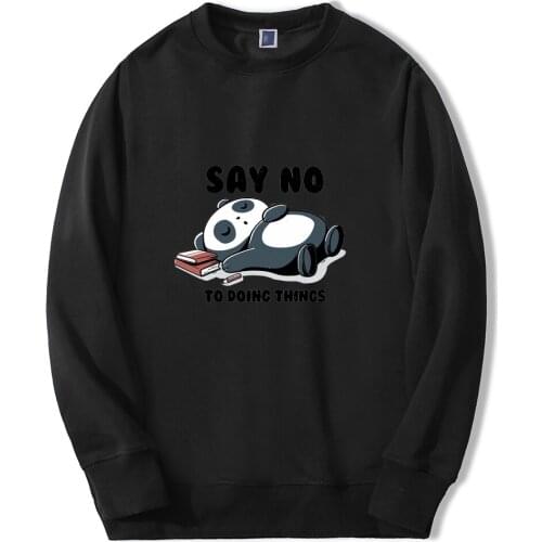 Cute panda kawaii panda animals say no 2020 New Fashion Sweatshirt Men Crewneck Pullover Winter Sportswear Hoodie Sweatshirts