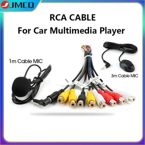 JMCQ Universal Car Radio RCA Output Wire Cable With Microphone Video Output/input Audio Subwoofer 3m microphone optional