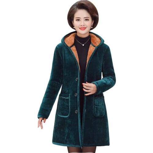 Parker cotton womens winter medium-length plus velvet thicken plus size coat womens winter warm cotton jacket hooded overcoat