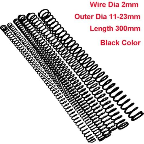 1PCS Y Type Spring Black Manganese Steel Pressure Spring Wire Dia 2mm Outer Dia 11-23mm Length 300mm