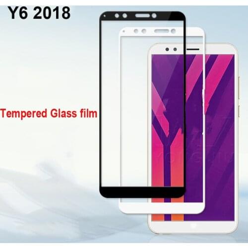 1pcs Ultra-Thin white black color full screen protector Tempered Glass film For Huawei Y6 2018 Screen protective glass film