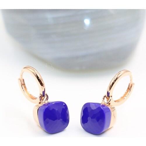 2021 High Quality Brand Jewelry 7 Colours Choose Of Crystal Rose Gold Plated Earrings For Best Holiday Gift