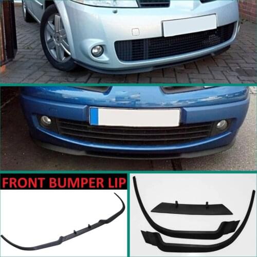 For Renault Megane 2 MK2 CUPRA R Front Bumper Lip Universal 3pcs Diffuser Black Bumper Lip Spoiler Body Kit Tuning Protector