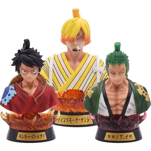 Anime Figure One Piece Luffy Zoro Sanji Kimono Ver. Head Bust Portrait GK Action Figures PVC Statue Collectible Model Dolls Toys