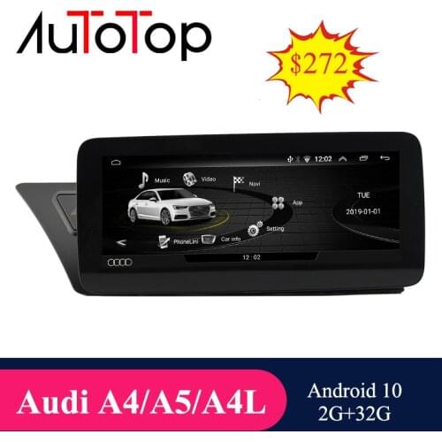 AUTOTOP 10. 25" 2din Car Radio Android 10 Car Multimedia Player for A4 A5 S4 S5 2009-2016 GPS Navigation WiFi BT 2G RAM 32G ROM