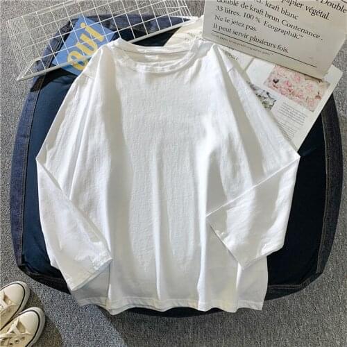 Bottomed shirt female winter Student Korean version loose and versatile long sleeve T-shirt with warm top inside simple