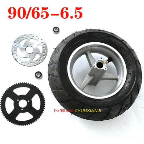 Tubeless tire Rear Wheels with Brake Disc rear sprocket for 47cc/49cc 2 stoke Mini pocket bike 110/50-6.5 wheel & dis