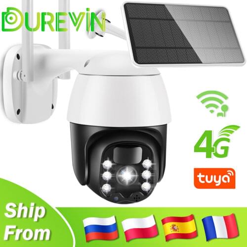 1080P Wireless IP Camera 4G SIM Card PTZ WIFI Security Camera Outdoor Solar Battery Powered Starlight Night Vision Speed Dome