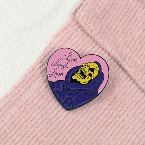 Halloween Skull Enamel Pins Pink Skeletor Heart Gothic Brooch Death Godfather Badges Shirts Lapel Pin Clothes Decoration Jewelry