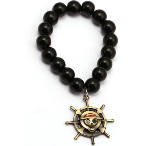 One Piece Skull Charm bracelets Nature Stone beads Micro mosaic pave bronze Pulseira masculina