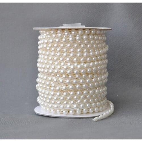 A Pack 5 Meters 6 mm Half Beads Artificial Pearl Chain Beads Garland Spool Rope Wedding Party Christmas Tree Home Decoration