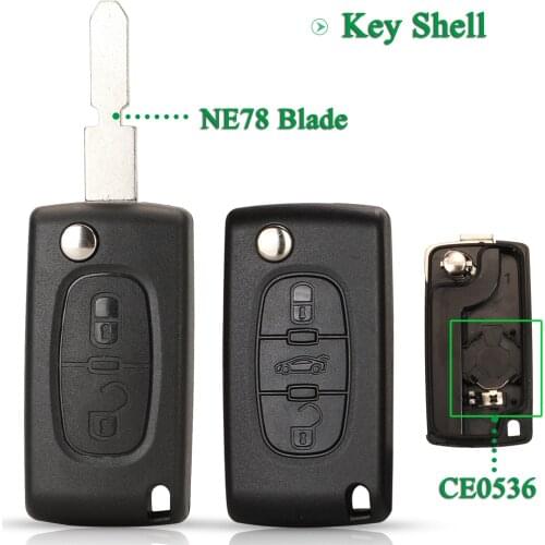 Bilchave 3 Buttons Flip Remote Smart Car Key Shell Case Replacements For Peugeot 406 607 With NE78 Blade