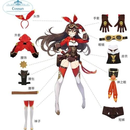 COSSUN Anime Genshin Impact Amber Game Suit Lovely Uniform Cosplay Costume Halloween Party Outfit For Women Girls New 2020