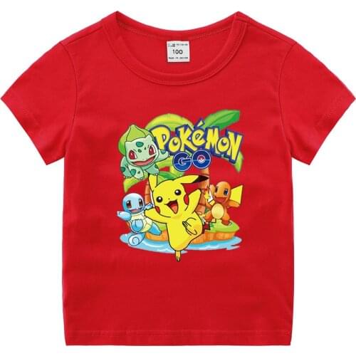 Pokemon Childrens Clothes Pikachu Anime Shirt Men T-shirt Summer Boys and Girls Baby Cartoons Half-sleeved T-shirt Pokemon