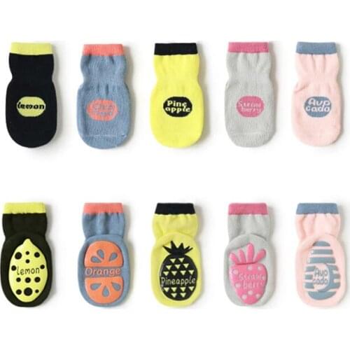 Baby Socks Soft Anti-slip Rubber Soled Newborn Toddler Socks Shoes Fruit Print Cotton Socks For Boy Girl Winter Autumn