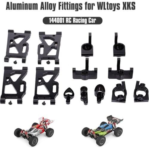 For WLtoys XKS 144001 RC Racing Car Front Rear Metal Suspension Arms Steering Hub Kit Front Rear Wheel Seat Caster Blocks