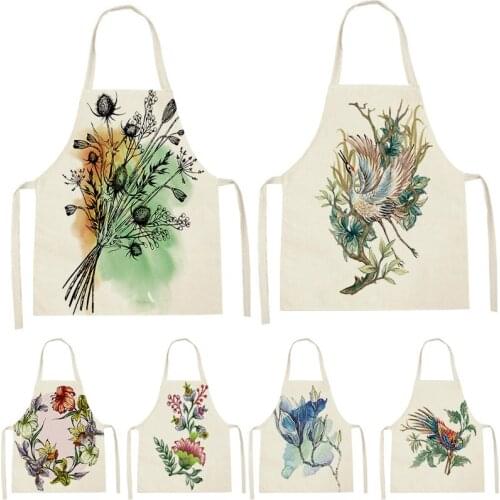 1 Piece Flower And Bird Apron Sleeveless Ladies And ChildrenS Kitchen Household Kitchen Cooking Accessories Cleaning Bib Apron
