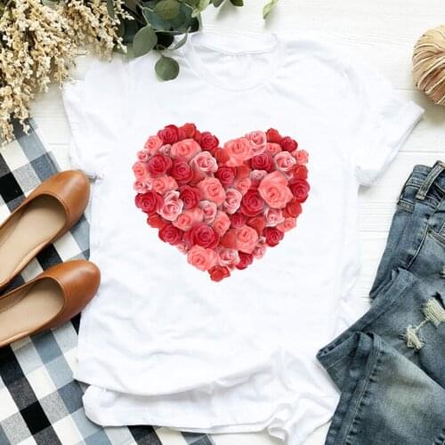 Women Lady Floral Flower Sweet Summer Fall Fashion Print Ladies T Tee Womens Shirt Clothes Tshirt Female Top Graphic T-shirt