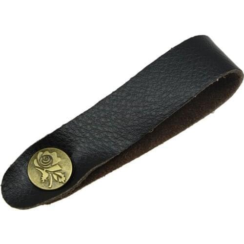 KAISH Brown Real Leather Strap Hook with Button for Accoustic Classical Electric Guitars