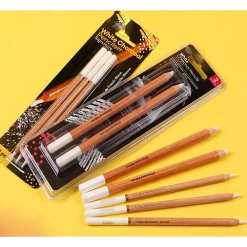 White Charcoal Pencils 3/2Pcs Art Drawing Pencils 4/7mm Core Sketching Pencils For Dark Or Tinted Paper School Student Suppliers
