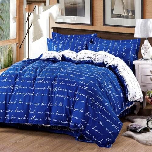 2017 New Fashion Bedding Set 5 Sizes 4pcs/set Duvet Cover Sets Soft Polyester Bed Linen Flat Bed Sheet Set Pillowcase Home Text