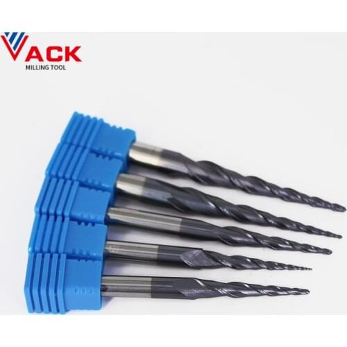 VACK Cutting Ball Nose Tapered End Mill Carbide Wood Metal Milling Cutter Router Bits cnc Taper Ball Nose End Mills 4mm 6mm 8mm