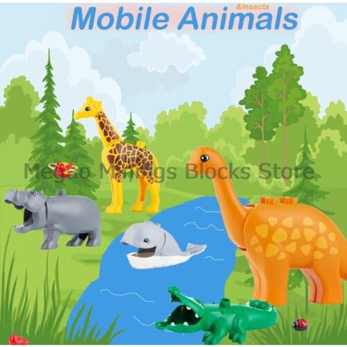 Mobile Animals Series Building Blocks Butterfly Caterpillar Dinosaurs Insect Gift Model Kids Gifts Educational Toys For Children