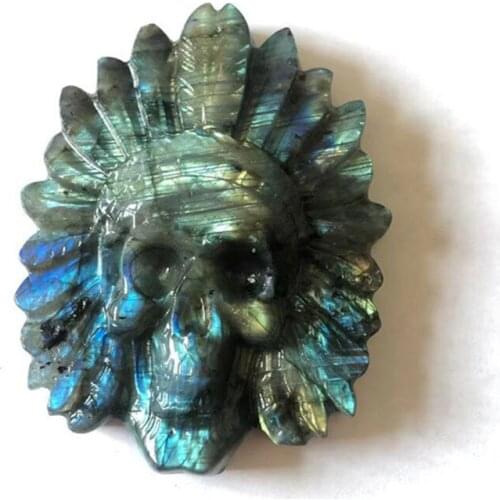 Labradorite Indian Skulls Natural Quartz Hand Made Gemstones For Healing Reiki 1PCS