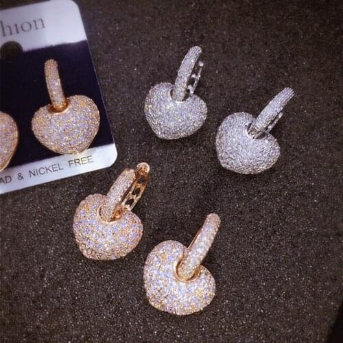 Fashion AAA cubic zirconia heart shaped Stud Earring small earrings,daily jewelry office lady accessories