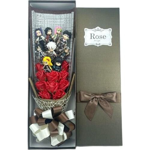 Cartoon Anime Figures Demon Slayer Collect Kids Toys Flower Bouquet Gift Box Graduation Valentine Christmas Birthday Gifts