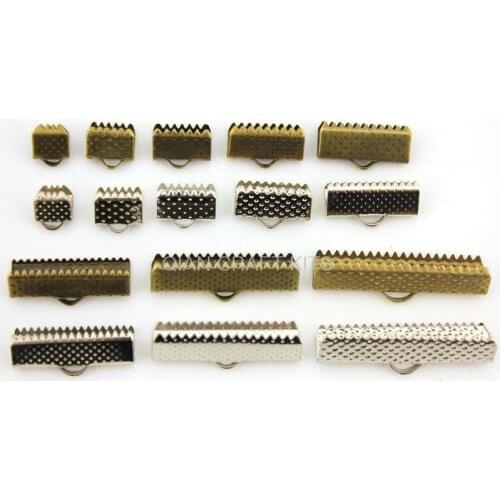 Set of 300pcs(6mm-30mm)cord coupler Key fob hardware RIBBON CRIMP End Clamp with loop JS0135