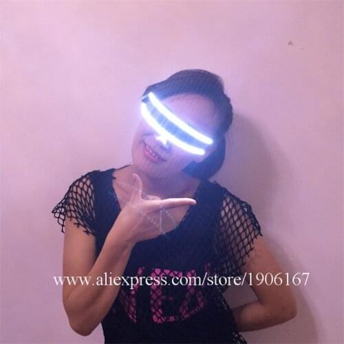 New Arrival LED Glasses White Color Luminous Glasses Stage Props For Wedding Sex Woman Glasses Scream Costume For Parties