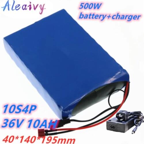 Aleaivy NEW 36V 10Ah 500w 10S4P lithium ion rechargeable battery pack 42v electric bicycle electric car with 15A discharge BMS