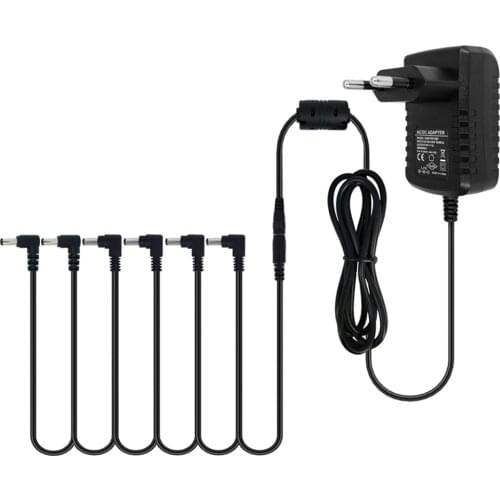 Pedal Power Supply Adapter 9V DC 1A Tip Negative 5 Way 6 Way Daisy Chain Cables for Guitar Effect Pedal