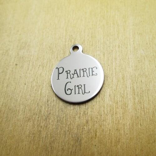 10pcs/lot-Prairie Girl stainless steel charms Laser Engraved DIY Charms Pendants