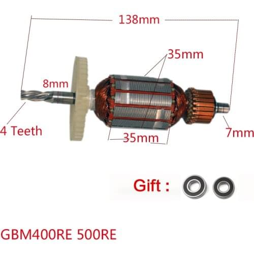 4 Teeth AC220-240V Drive Shaft Electric Hammer Armature Rotor for Bosch GBM400RE GBM500RE 400RE 500RE