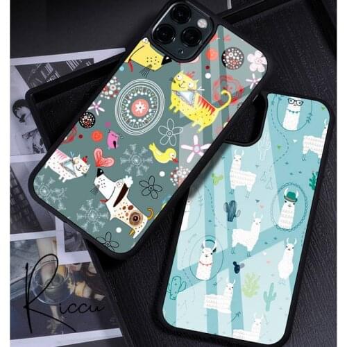 Cartoon cute animal alpaca penguin Phone Case Rubber for iPhone 12 11 Pro Max XS 8 7 6 6S Plus X 5S SE 2020 XR 12 Mini case