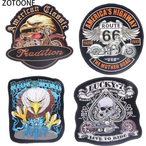 ZOTOONE Stylish Punk Skull Patch Iron on Large Back Patches Sewing on Clothing Eagle Bike Embroidery Patches for Clothes Badges