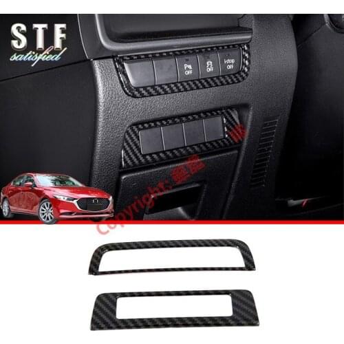 Carbon Fiber Style Interior HeadLight Switch Control Cover Trim For Mazda 3 M3 Axela 2019 2020