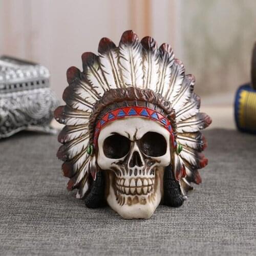 1pcs/lot Halloween Decoration Horror Props Skull Model Resin Creative Indian Skeleton Wine Bar Dec For Party Supplies Ornament